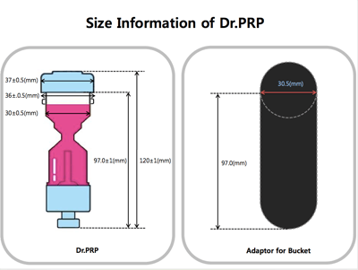 Dr.PRP Centrifuge Bucket Size Information