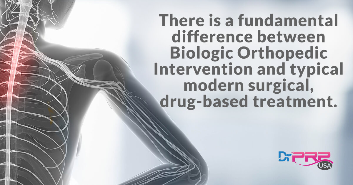 Fundemental difference between Biologic Orthopedic Intervention and Modern Surgical Treatment